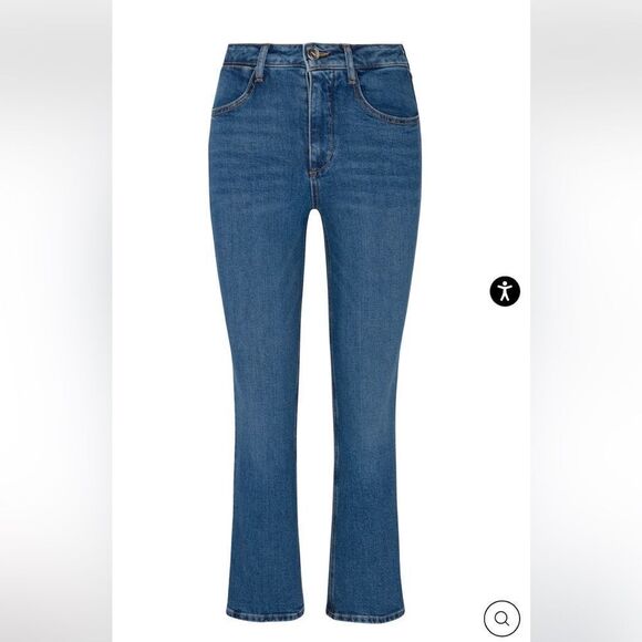 SPRWMN Jeans REVOLVE NWT Charlotte Crop Flare High Waist Selvedge Blue Size 27 - Picture 2 of 16